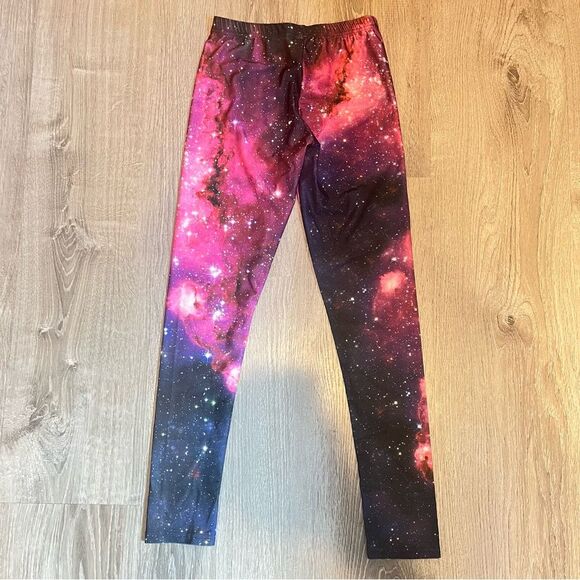 NEW Thinkgeek Black & Pink Galaxy Tie Dye Printed Leggings One Size - Picture 4 of 6